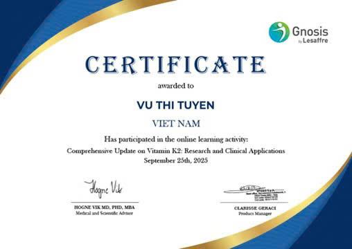 Chứng nhận Gnosis by Lesaffre về Vitamin K2